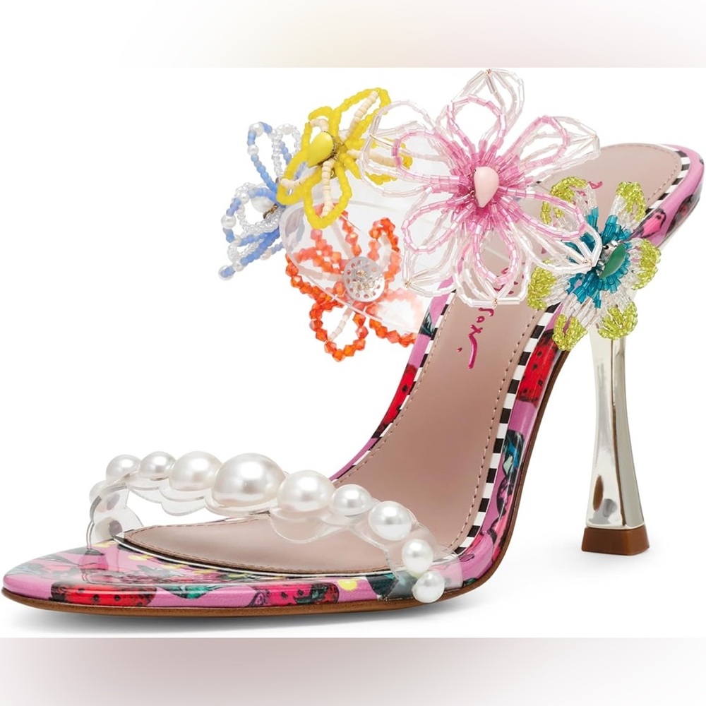 NWT BETSEY JOHNSON Goldiee Embellished Heeled Sandals Sz 11 (no original box) - Picture 2 of 14